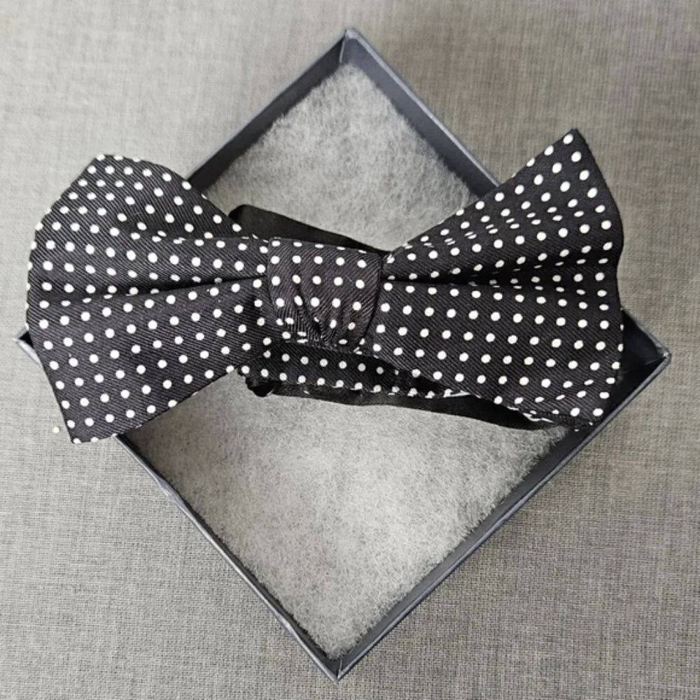 Tommy Hilfiger Men's Black Dot Pre-Tied Silk Formal Adjustable Bow Tie